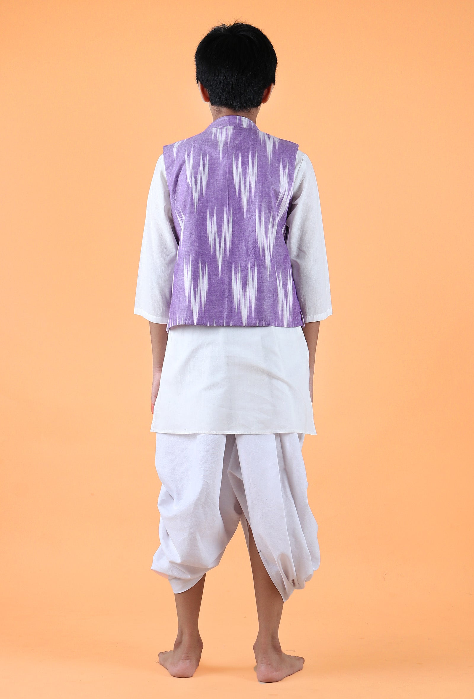 Purple Ikat Cotton Nehru Jacket