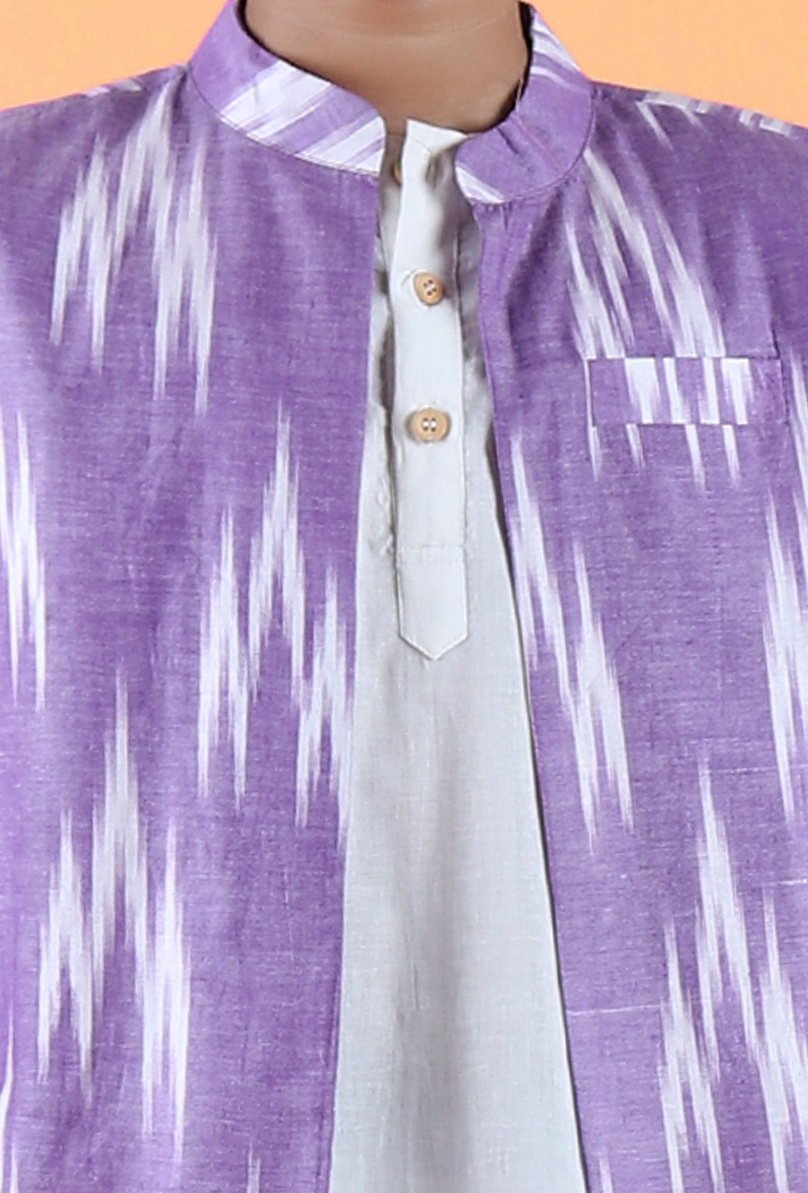 Purple Ikat Cotton Nehru Jacket