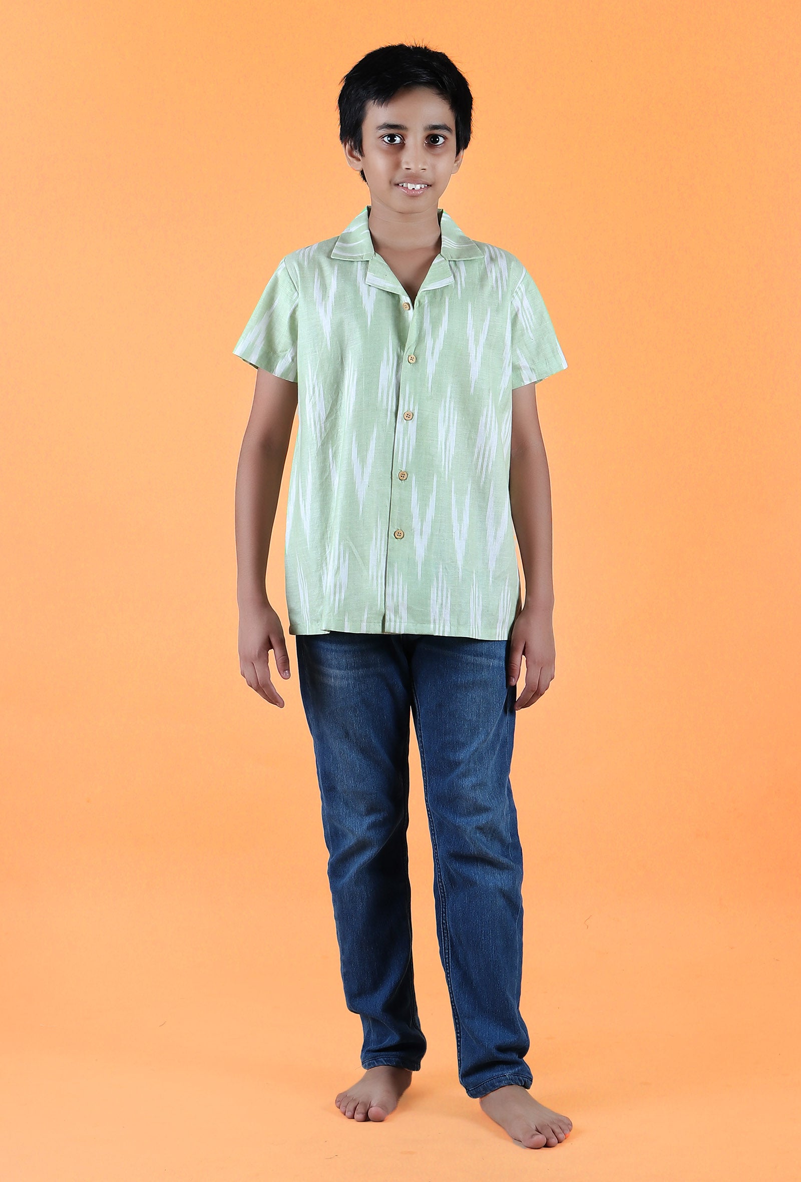 Mint Green Ikat Cotton Shirt