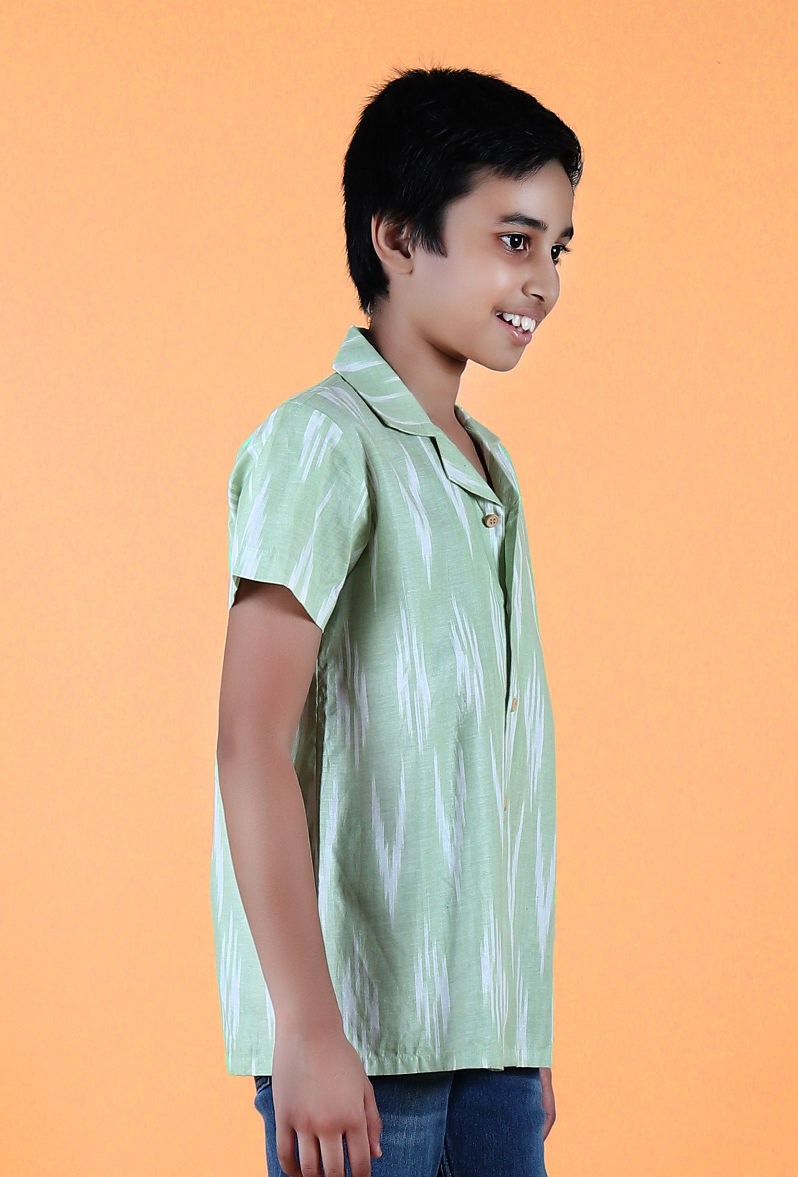 Mint Green Ikat Cotton Shirt