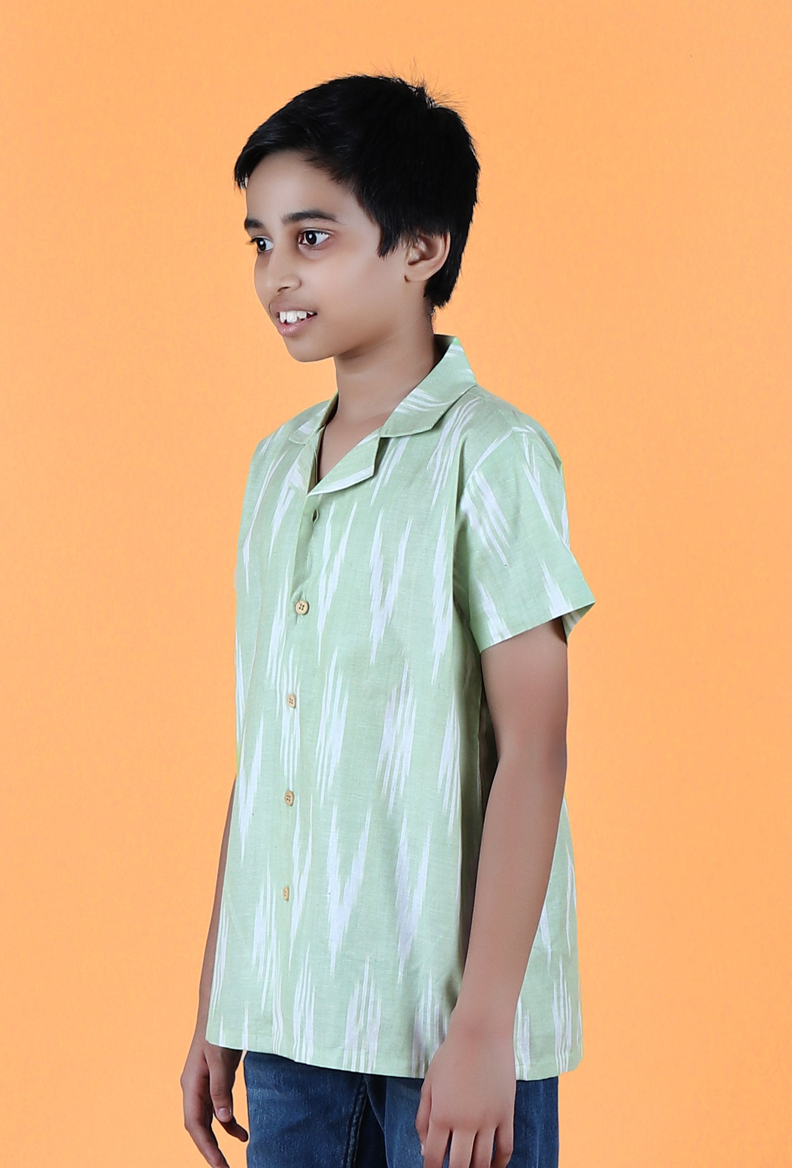 Mint Green Ikat Cotton Shirt