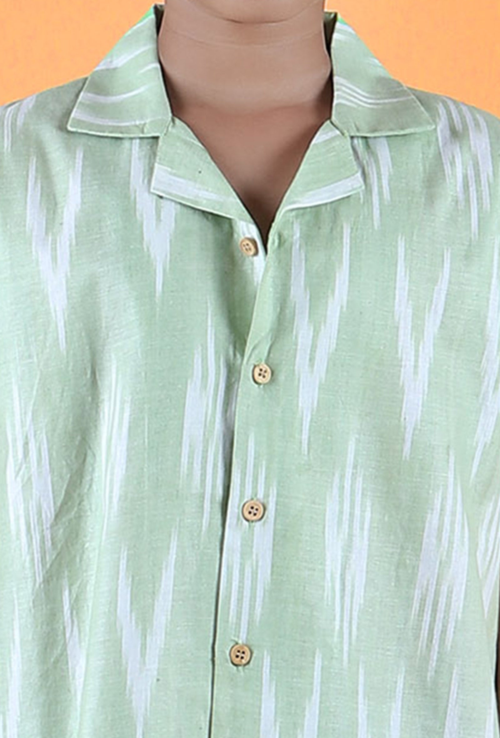 Mint Green Ikat Cotton Shirt