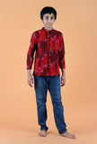 Red Ikat Cotton Short Kurta
