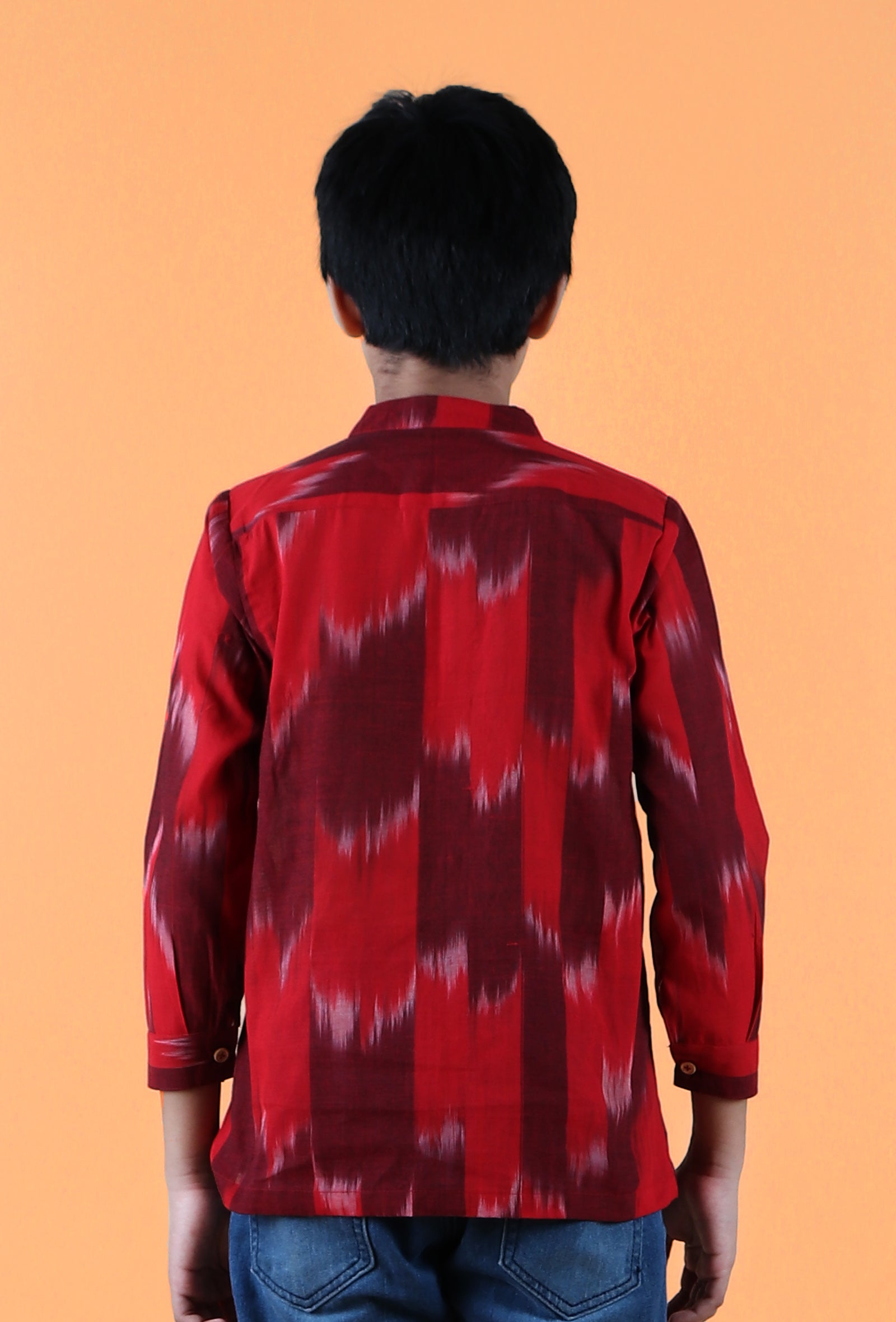 Red Ikat Cotton Short Kurta
