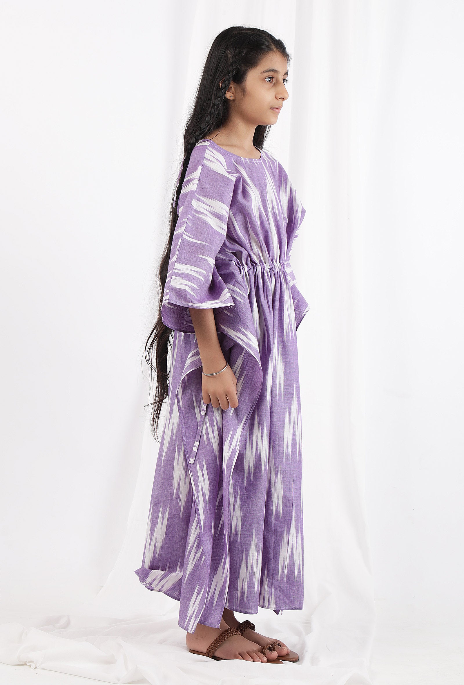 Violet Ikat Kaftan Cotton Dress