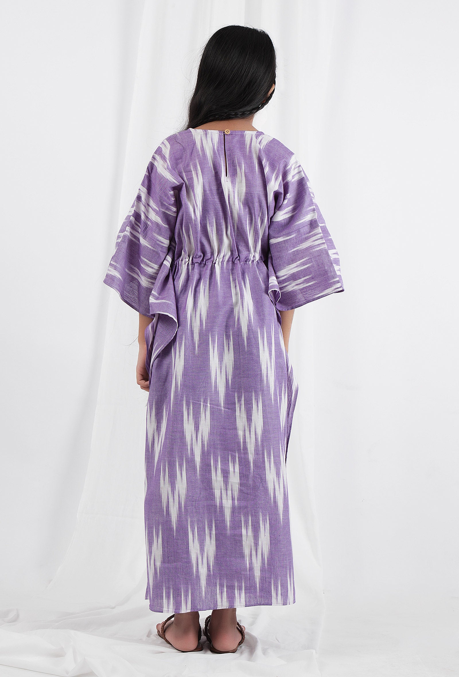 Violet Ikat Kaftan Cotton Dress