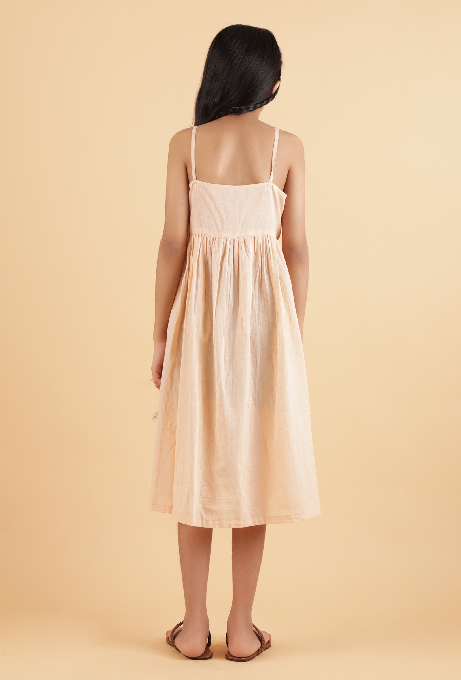Peach & Dark Brown Mulmul Dress