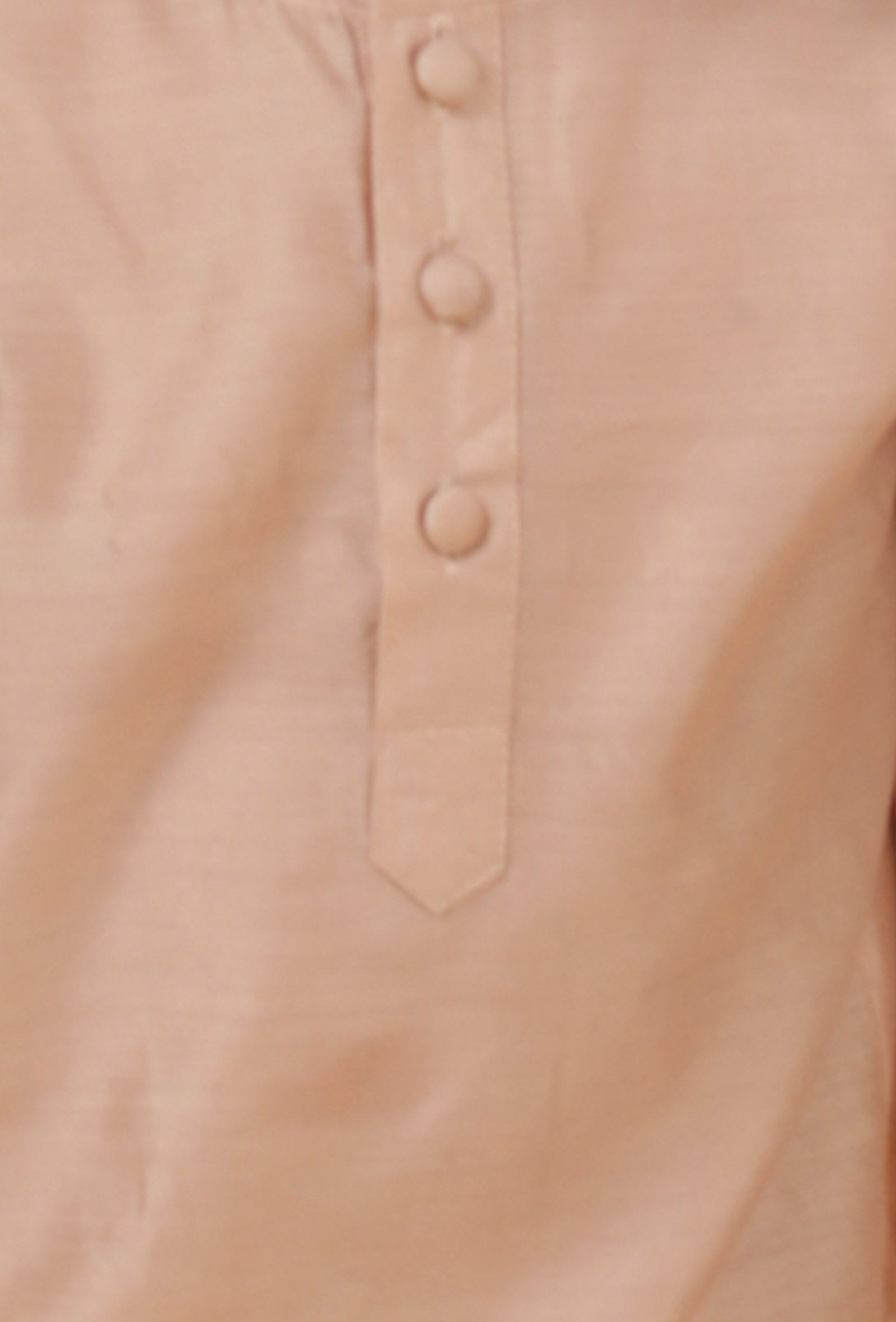 Set Of 3: Champagne Chanderi Kurta, Pajama & Peach Check Nehru Jacket