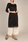 Black Chanderi Kurta With Zari Embroidery