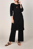 Black Chikankari Kurta With Tassel