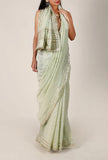 Pastel Green Chanderi Silk Cotton Saree with Gota Embroidery