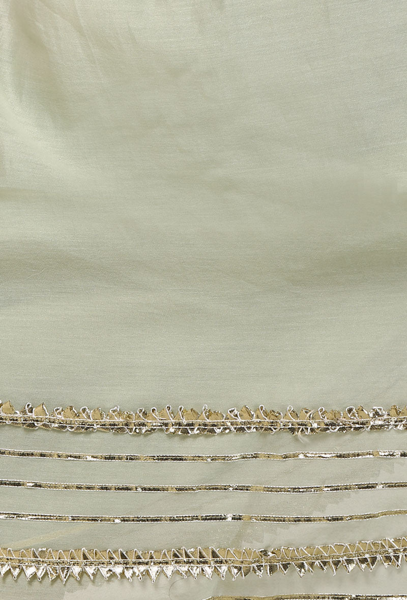 Pastel Green Chanderi Silk Cotton Saree with Gota Embroidery