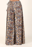 Beige And Blue Kalamkari Cotton Palazzo