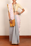 Light Grey & Yellow Ikat South Cotton Saree