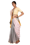 Light Grey & Yellow Ikat South Cotton Saree