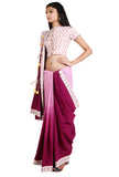 Magenta & White Ombre Handloom Cotton Tie Up Saree