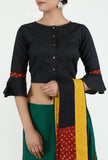 Black Bandhani Cotton Silk Blouse