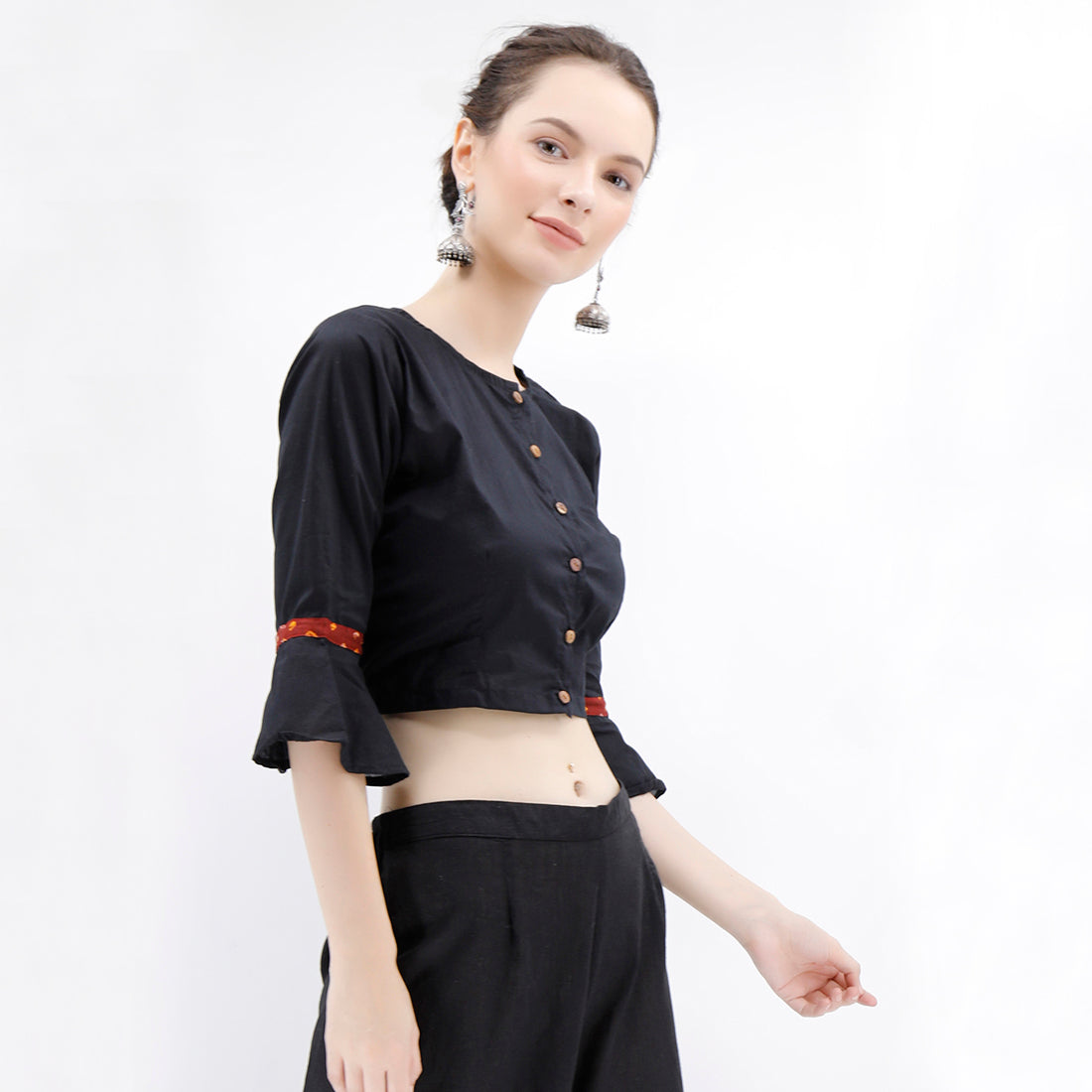 Black Bandhani Cotton Silk Blouse