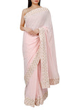 Pastel Pink Georgette Chikankari Saree
