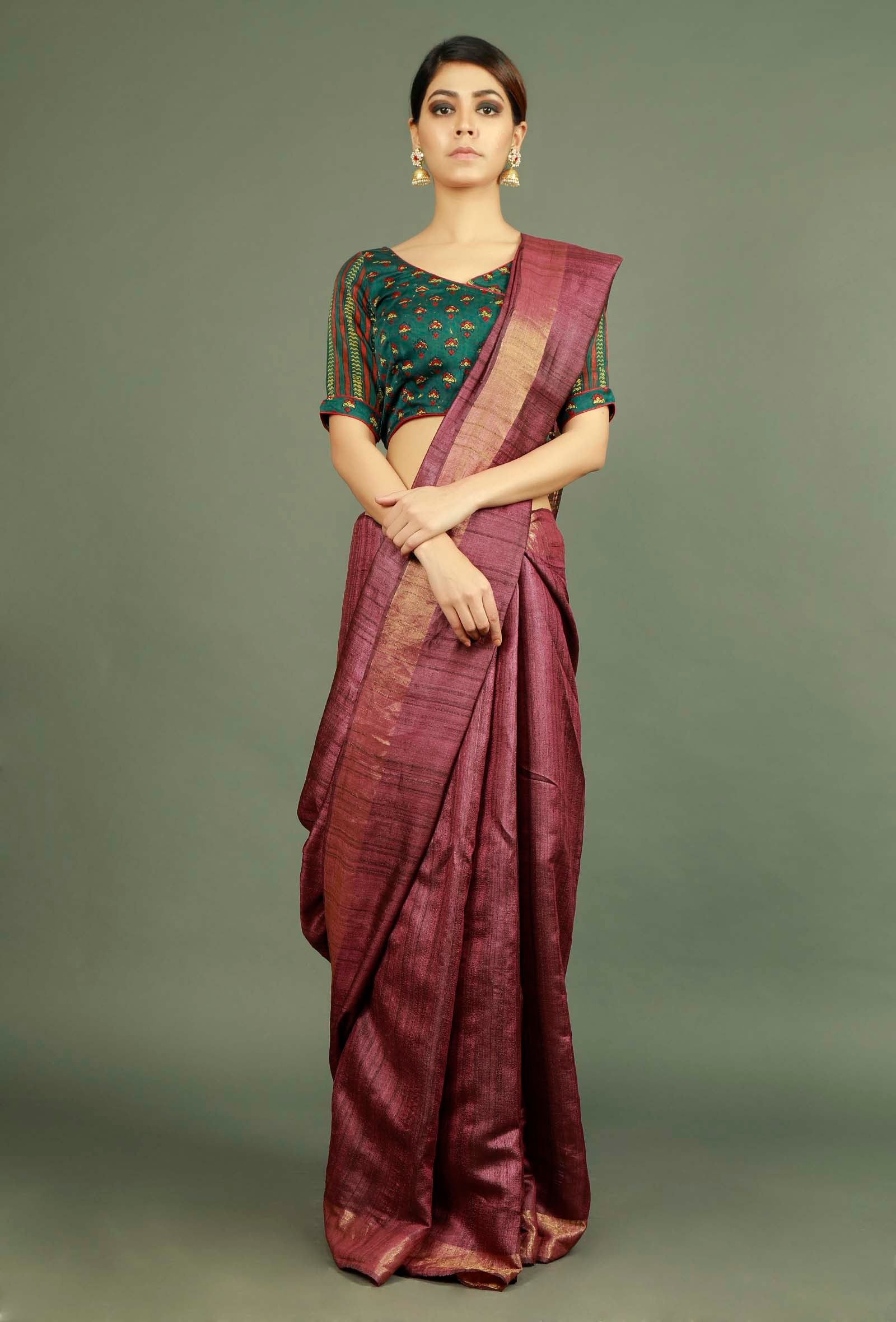 Green Modal Silk Ajrakh Blouse