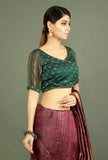 Green Modal Silk Ajrakh Blouse