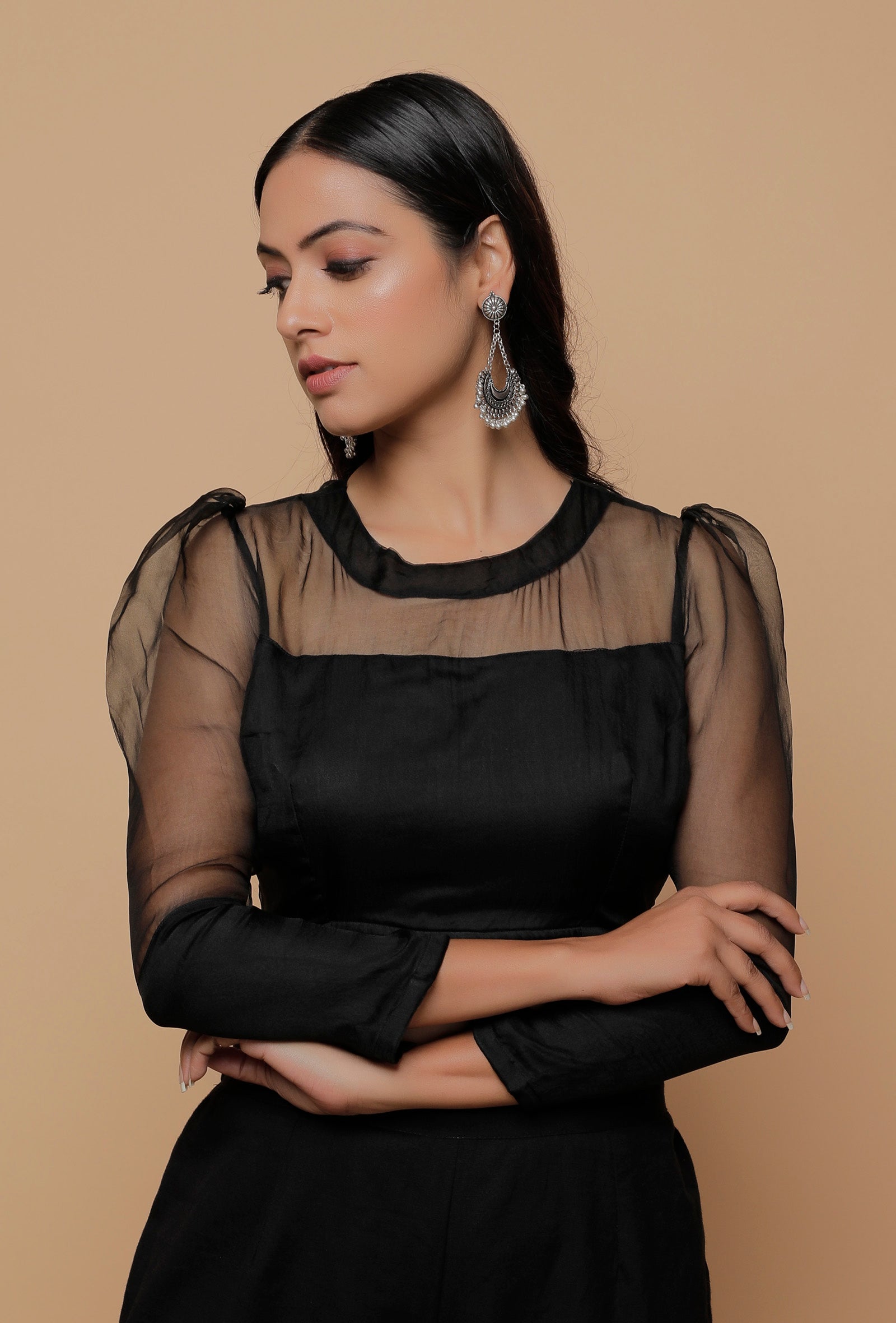 Black Puff Sleeve Blouse