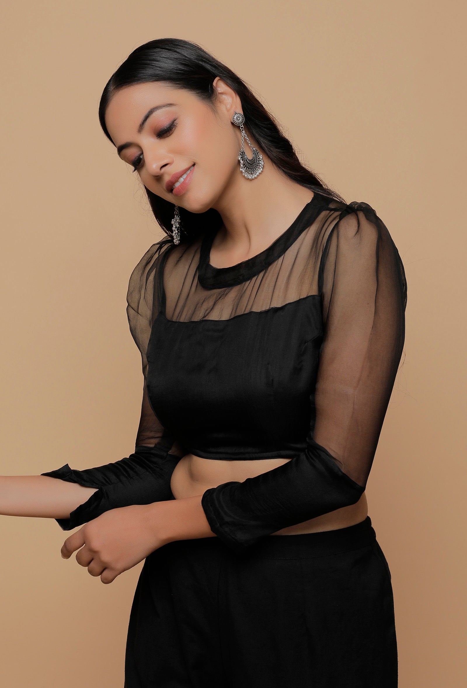 Black Puff Sleeve Blouse