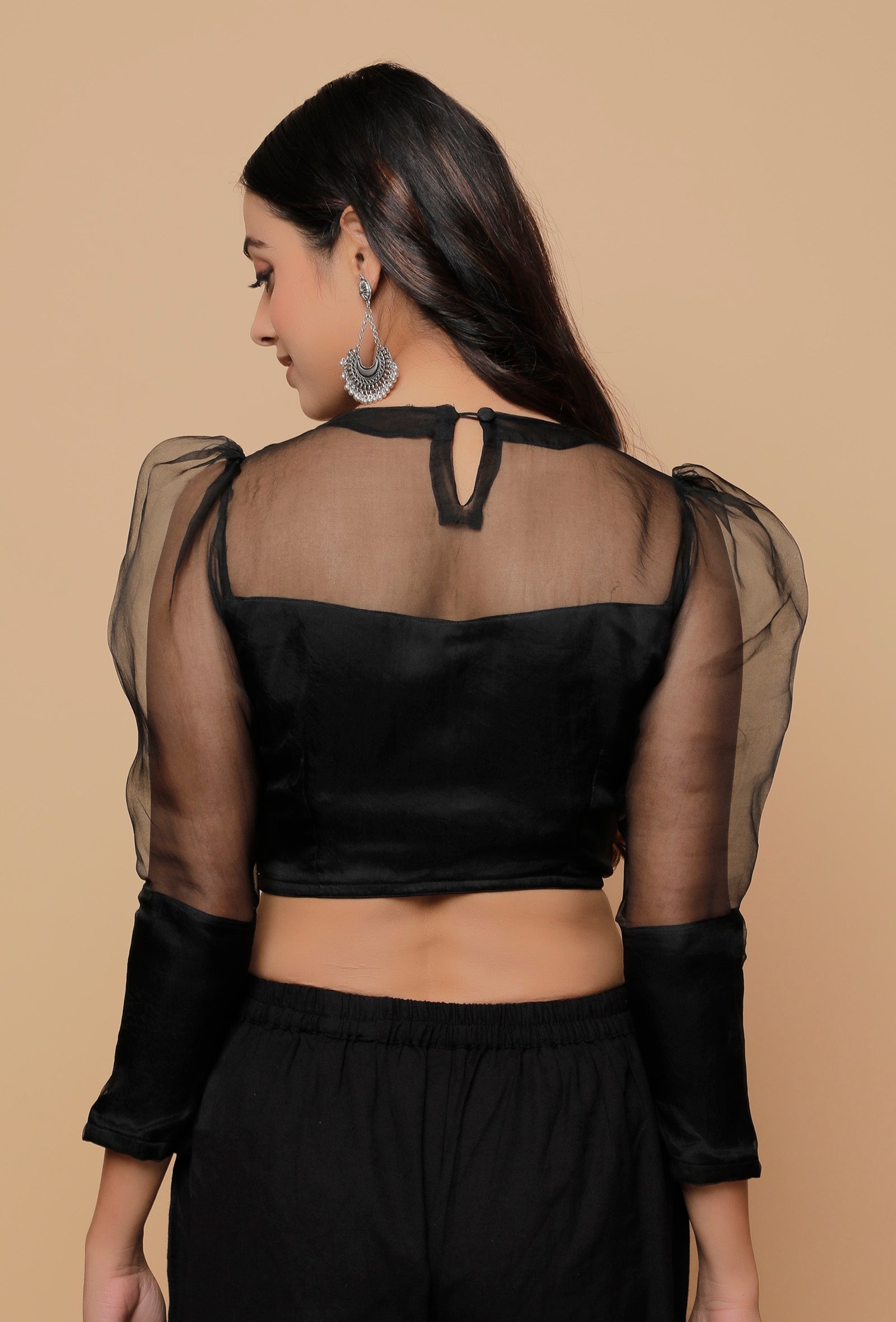 Black Puff Sleeve Blouse