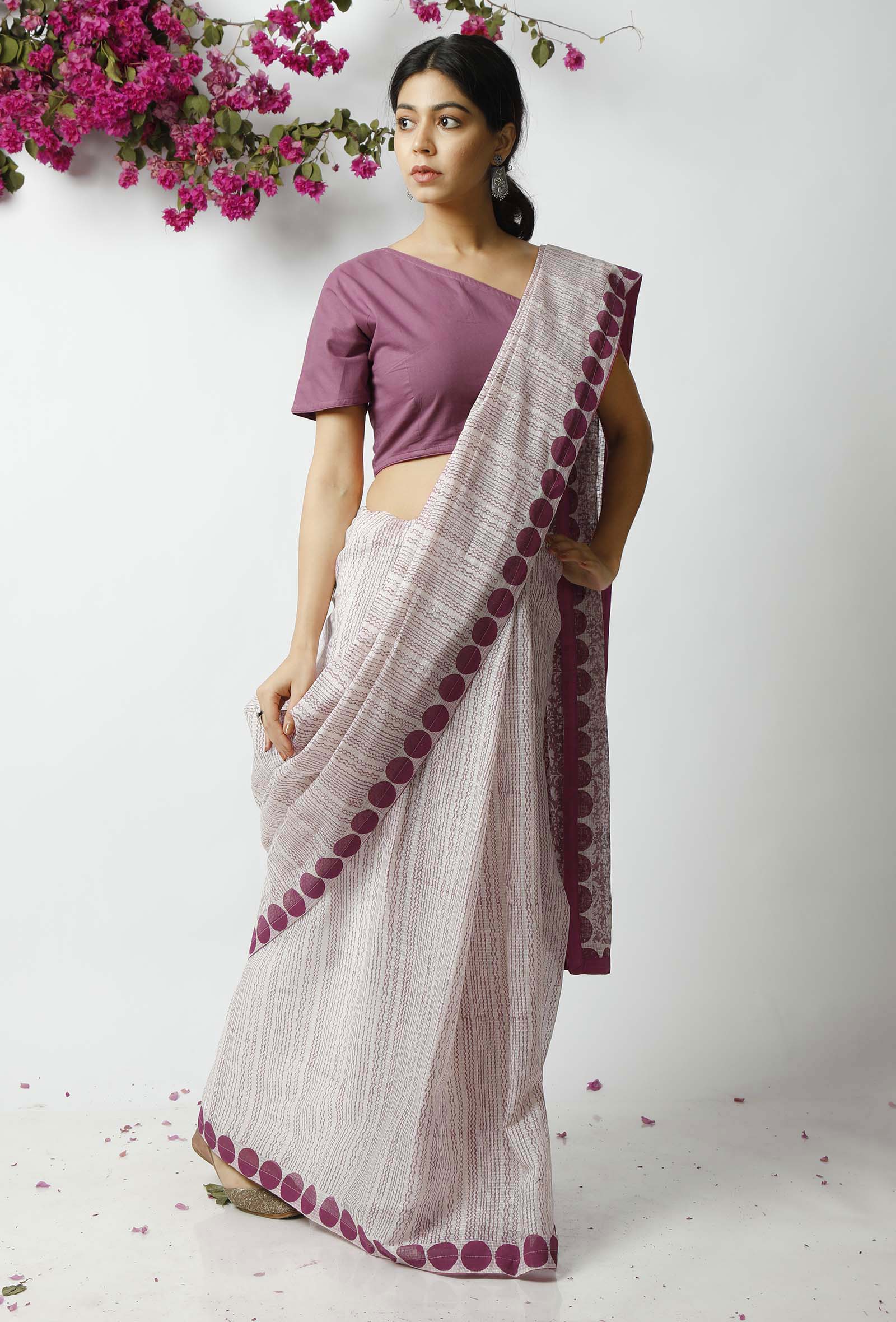 The Myterious Purple Kota Doria Saree