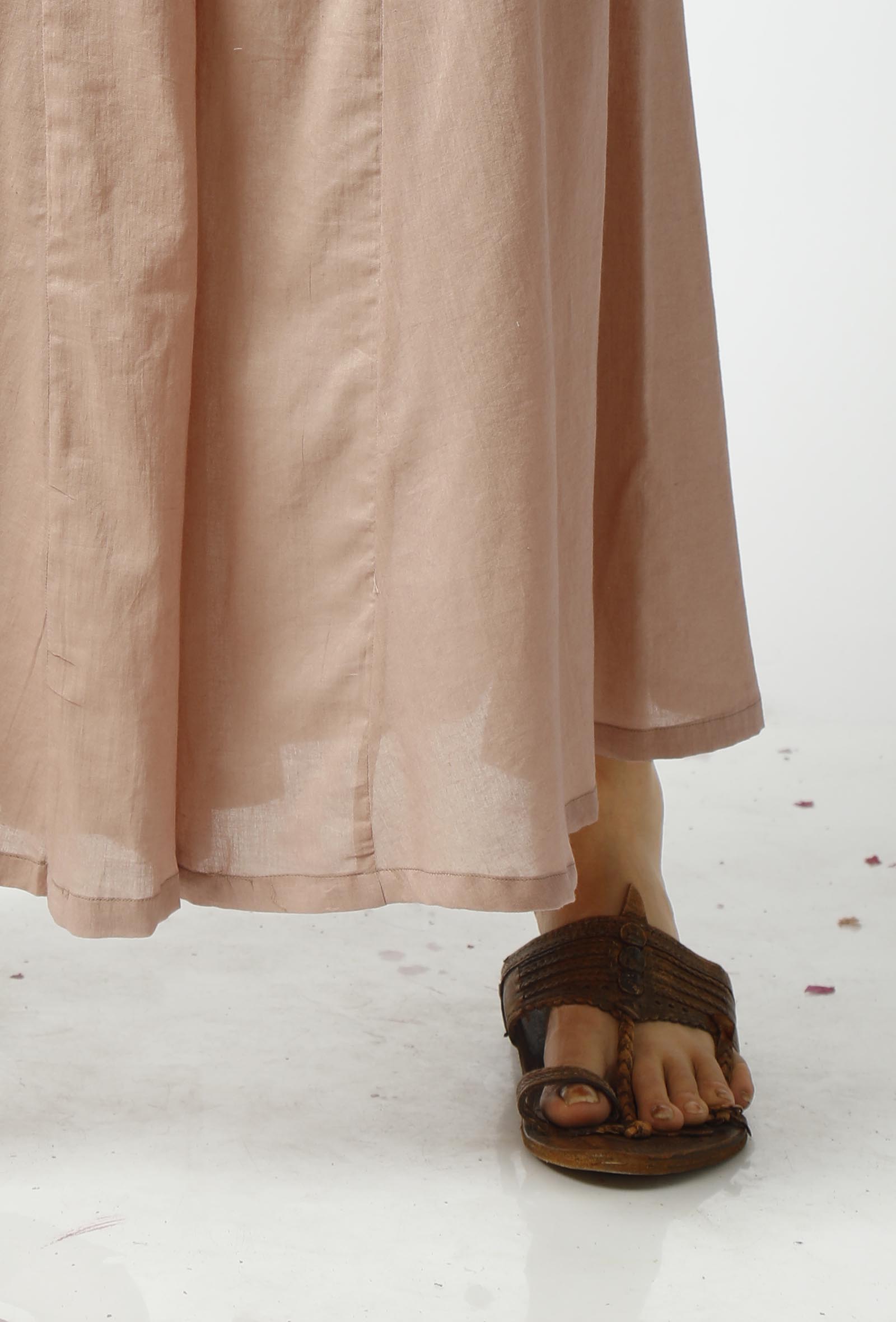 Set of 3: Light Beige Kota Doriya Overlay with Slip and Cotton pallazo