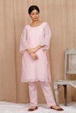 Baby Pink Embroidered Organdy Plazo