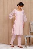 Baby Pink Embroidered Organdy Plazo