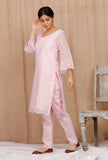 Baby Pink Embroidered Organdy Plazo