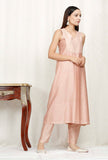 Rose Gold Pure Banarasi Chanderi Kurta