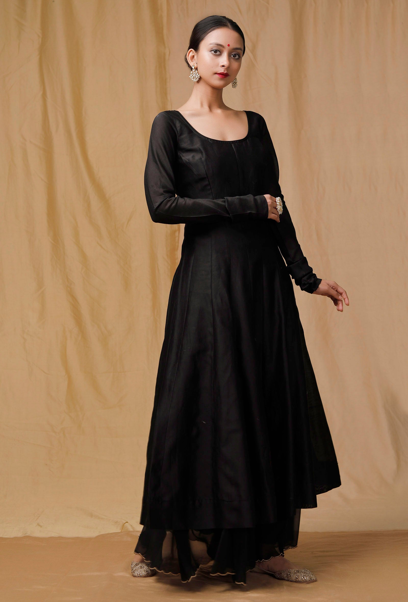 Black Banarsi Chanderi Kurta