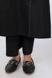 A-line Embroidered Black Cotton Kurta