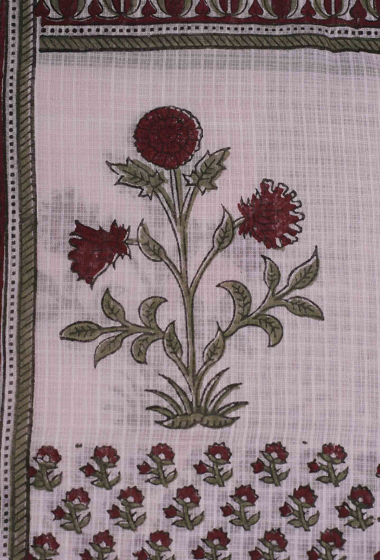 Light Pink Kota Hand-Block Printed Dupatta