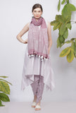 Lilac Hand-Block Printed Kota Tasseled Dupatta