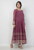 Iya Purple Motifs Pattern Hand-Block Printed Kota Kali Angrakha Anarkali