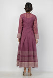Iya Purple Motifs Pattern Hand-Block Printed Kota Kali Angrakha Anarkali