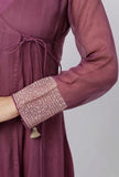 Iya Purple Motifs Pattern Hand-Block Printed Kota Kali Angrakha Anarkali