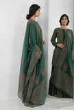 Irvin Bottle Green Floral Hand Block Printed Kota Dupatta