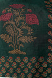 Irvin Bottle Green Floral Hand Block Printed Kota Dupatta