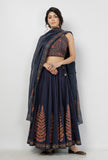 Indigo Blue Hand-Block Printed Kota Dupatta