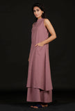Set of 2: Plum Cotton Kurta and Pallazo