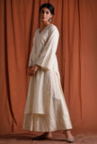 Set of 2: Off White and Golden Kurta with Palazzo