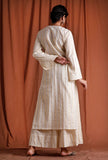 Set of 2: Off White and Golden Kurta with Palazzo