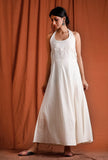 Off White Halter Neck Cotton Dress