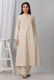 Beige Cotton Khadi A Line Kurta