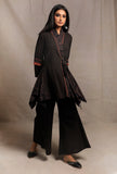 Black Asymmetrical Front Tie Robe